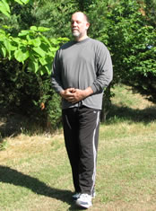 Mike Garofalo doing walking meditation.